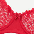 See Through 1/2 Cup Lace Underwire Demi Bra Lava Red Wingslove