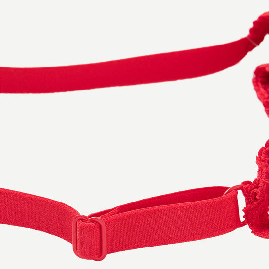 See Through 1/2 Cup Lace Underwire Demi Bra Lava Red Wingslove