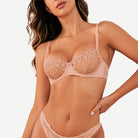 See Through Underwire Demi Sheer Bralette Pink Nude - WingsLove
