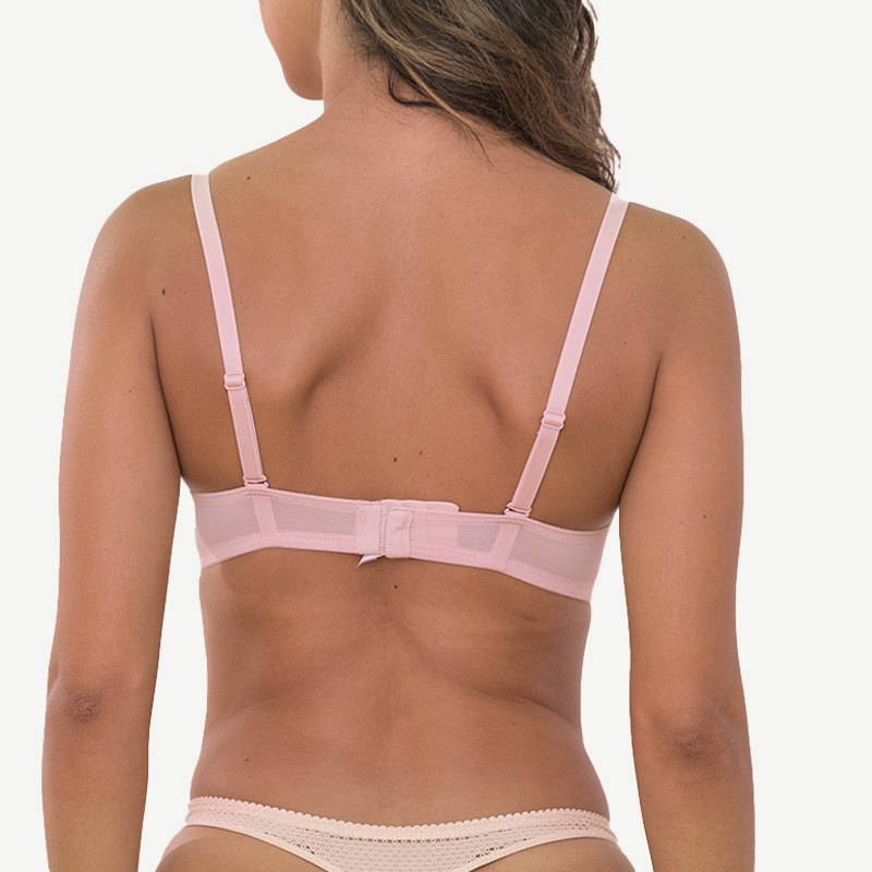 Underwire Lace bra Sheer Mesh Unlined, Pink