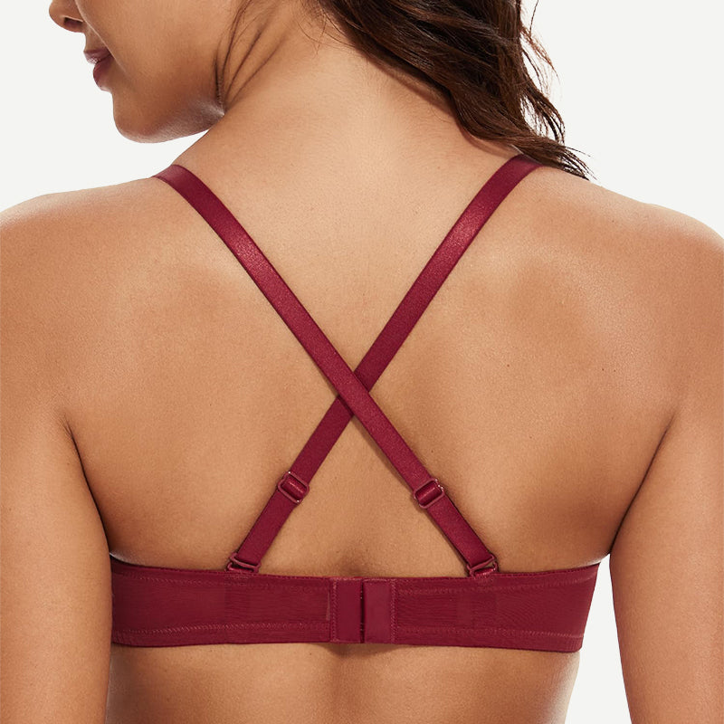 See Through Underwire Demi Sheer Bralette Bra Wine Red Wingslove