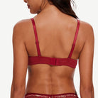Underwire Lace bra Sheer Mesh Unlined, Wine Red