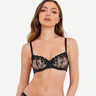Underwire Lace bra Sheer Mesh Unlined, Black