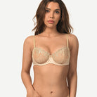 See Through Underwire Demi Sheer Balconette Bra Dark Nude Wingslove