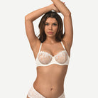 See Through Underwire Demi Sheer Balconette Bra Ivory White Wingslove