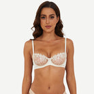 See Through Underwire Demi Sheer Balconette Bra Light Nude wingslove