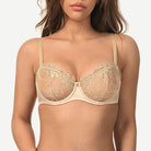 See Through Underwire Demi Sheer Bralette Bra Dark Nude Wingslove