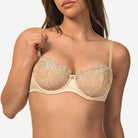 See Through Underwire Demi Sheer Bralette Bra Dark Nude Wingslove
