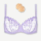 Underwire Lace bra Sheer Mesh Unlined, Light Purple
