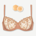 Underwire Lace bra Sheer Mesh Unlined, Milk Coffee