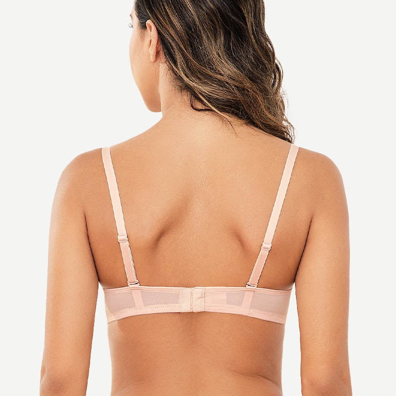 See Through Underwire Demi Sheer Bralette Bra Pink Nude Wingslove