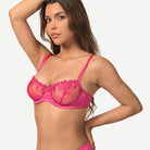 See Through Underwire Demi Sheer Bralette Bra Rose Red Wingslove