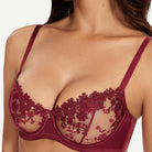 See Through Underwire Demi Sheer Bralette Bra Wine Red Wingslove