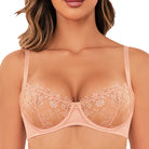 See Through Underwire Demi Sheer Bralette Pink Nude - WingsLove