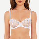 See Through Underwire Demi Sheer Bralette White - WingsLove