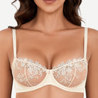 See Through Underwire Demi Sheer Bralette Bra Light Nude Wingslove