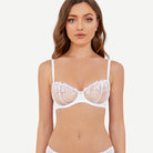 Underwire Lace bra Sheer Mesh Unlined, White