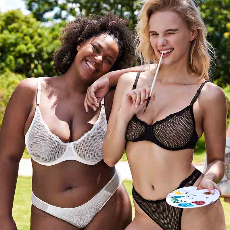 Sheer Lace Underwire Demi Bra with Plunge Neckline, White