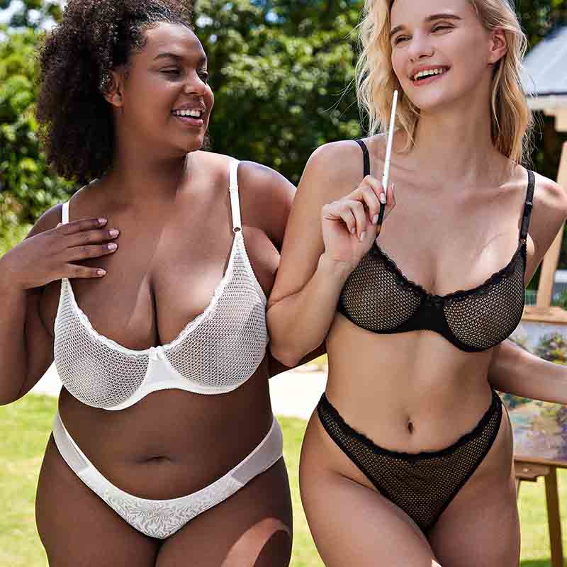 Sheer Lace Underwire Demi Bra with Plunge Neckline, White