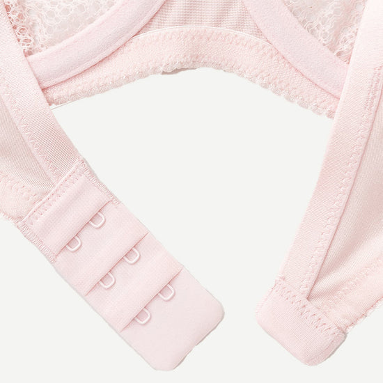 Unlined See Through 1/2 Cup Mesh Demi Shelf Underwired Bra Light Pink Wingslove