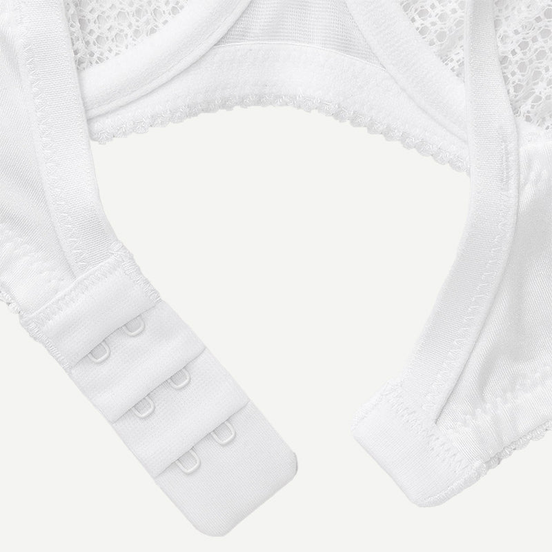 Unlined See Through 1/2 Cup Mesh Demi Shelf Underwired Bra White Wingslove