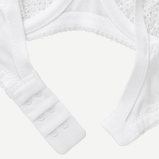 Unlined See Through 1/2 Cup Mesh Demi Shelf Underwired Bra White Wingslove