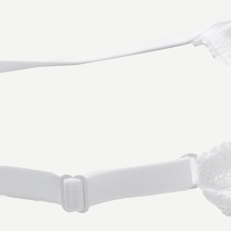 Unlined See Through 1/2 Cup Mesh Demi Shelf Underwired Bra White Wingslove