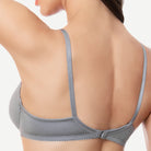 Unlined See Through 1/2 Cup Mesh Demi Shelf Underwired Bra Grey Wingslove