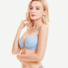 Wingslove Deep V Padded Push Up Bra with Underwire, Blue