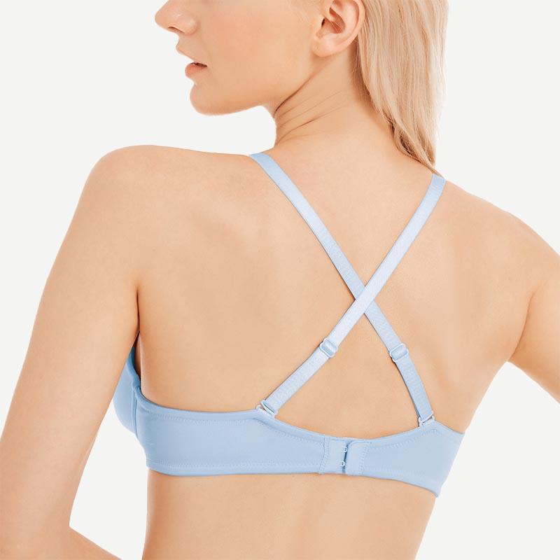 Wingslove Deep V Padded Push Up Bra with Underwire, Blue