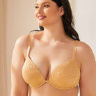 Wingslove Deep V Padded Push Up Bra with Underwire, Gold