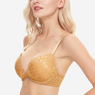 Wingslove Deep V Padded Push Up Bra with Underwire, Gold