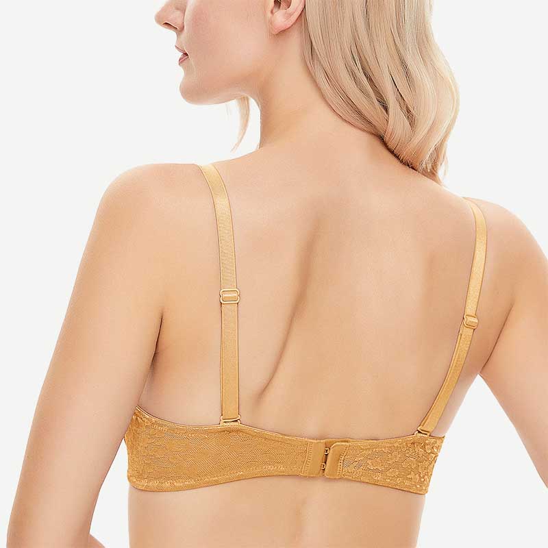 Wingslove Deep V Padded Push Up Bra with Underwire, Gold