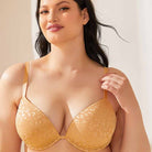 Wingslove Deep V Padded Push Up Bra with Underwire, Gold