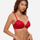 Wingslove Deep V Padded Push Up Bra with Underwire, Lava Red