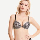 Wingslove Deep V Padded Push Up Bra with Underwire, Leopard 