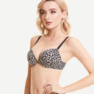 Wingslove Deep V Padded Push Up Bra with Underwire, Leopard 