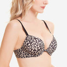 Wingslove Deep V Padded Push Up Bra with Underwire, Leopard 