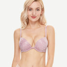Wingslove Deep V Padded Push Up Bra with Underwire, Light Purple