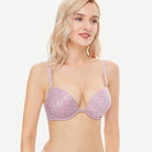 Wingslove Deep V Padded Push Up Bra with Underwire, Light Purple
