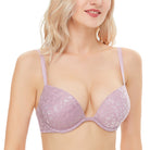Wingslove Deep V Padded Push Up Bra with Underwire, Light Purple