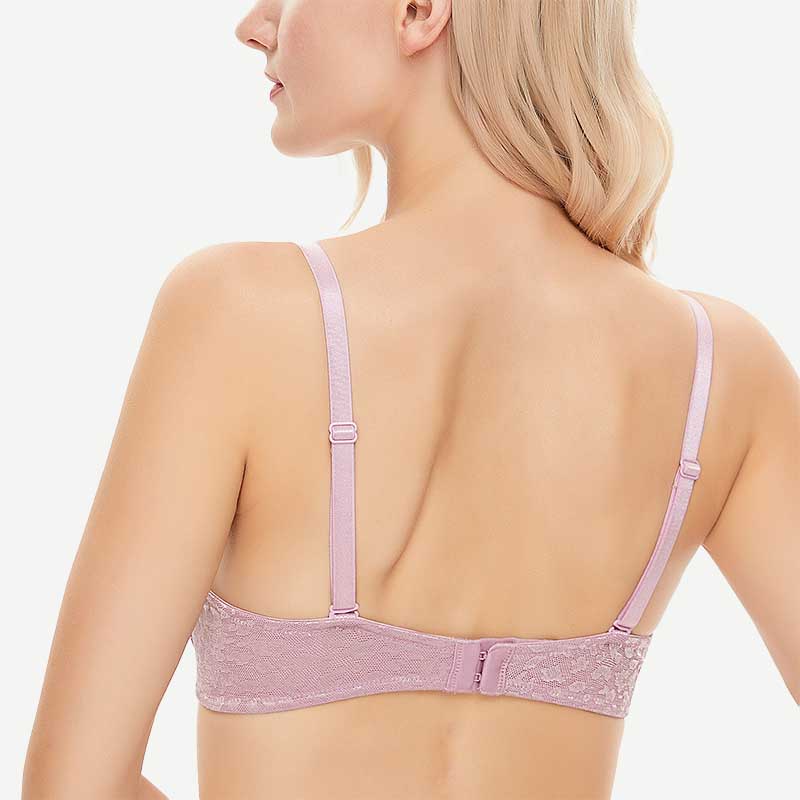 Wingslove Deep V Padded Push Up Bra with Underwire, Light Purple