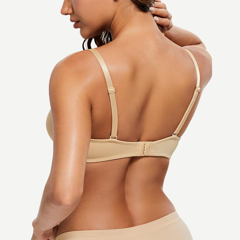 Wingslove Deep V Padded Push Up Bra with Underwire, Nude