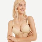 Wingslove Deep V Padded Push Up Bra with Underwire, Nude