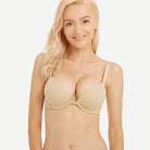 Wingslove Deep V Padded Push Up Bra with Underwire, Nude