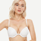 Wingslove Deep V Padded Push Up Bra with Underwire, White Leopard