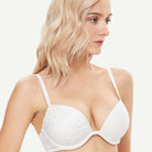 Wingslove Deep V Padded Push Up Bra with Underwire, White Leopard