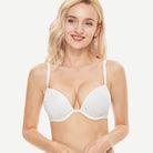 Wingslove Deep V Padded Push Up Bra with Underwire, White Leopard