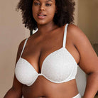 Wingslove Deep V Padded Push Up Bra with Underwire, White Leopard