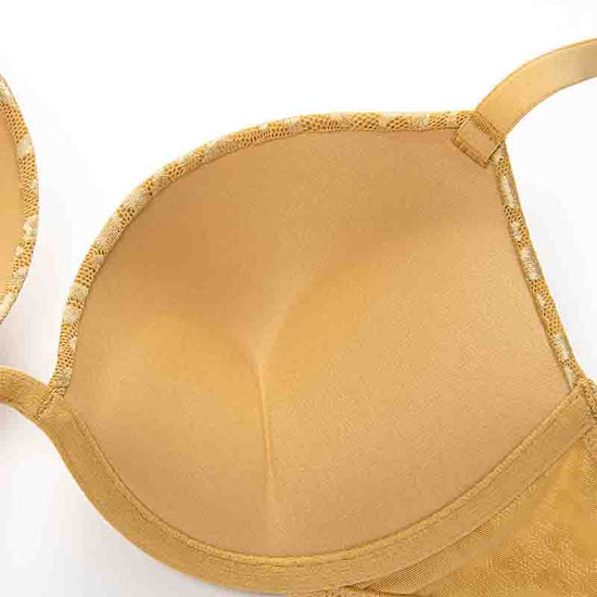 Wingslove Seamless Deep V Push-Up Bra with Padding, Gold